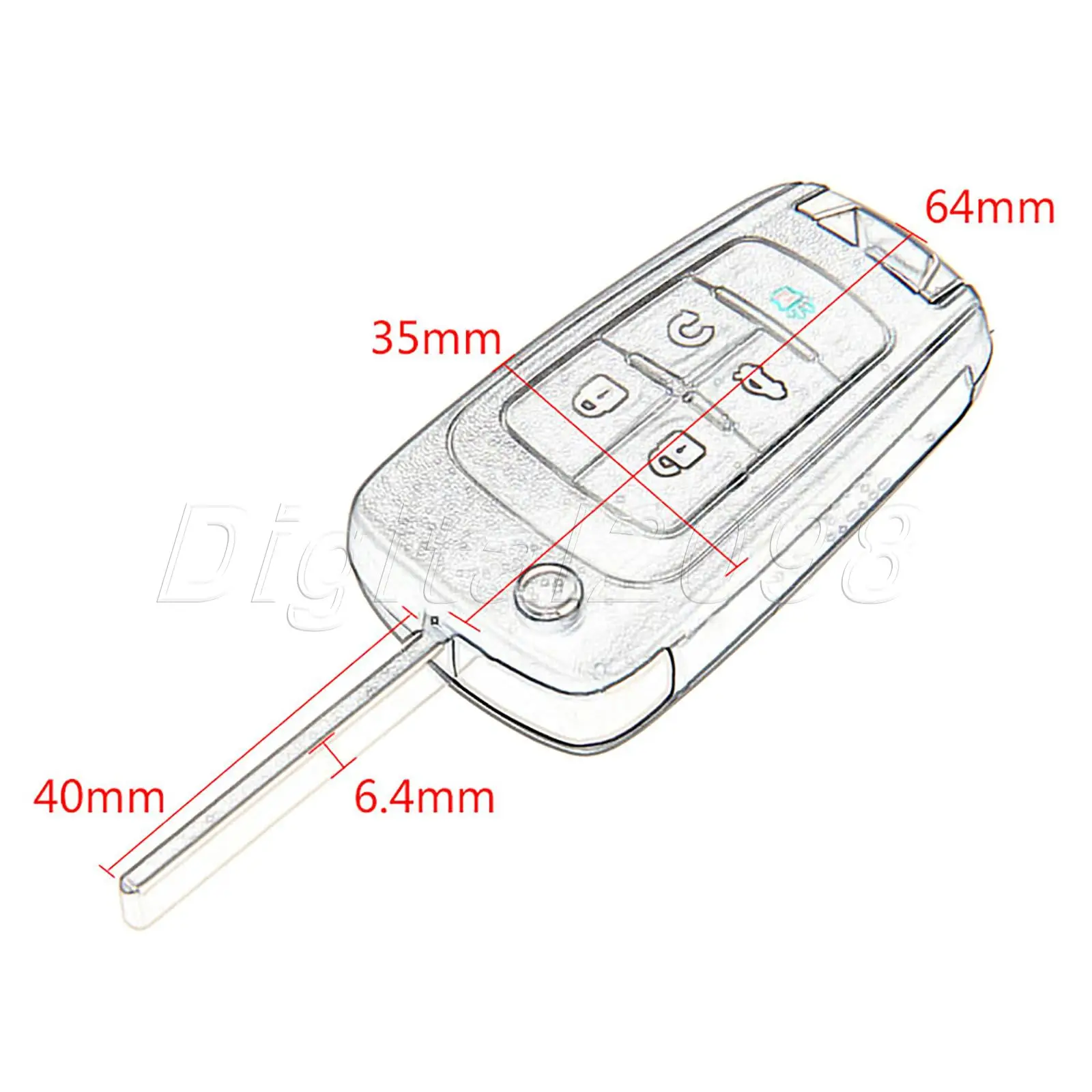 Yetaha 5 Buttons Flip Folding Replacement Remote Car Key Fob Case Shell For Buick LaCrosse Regal Verano 2012 2013 Uncut Blade | Автомобили