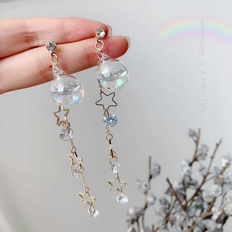 2019 Новая мода стеклянный шар серьги для женщин девушка Кристалл Длинная кисточка