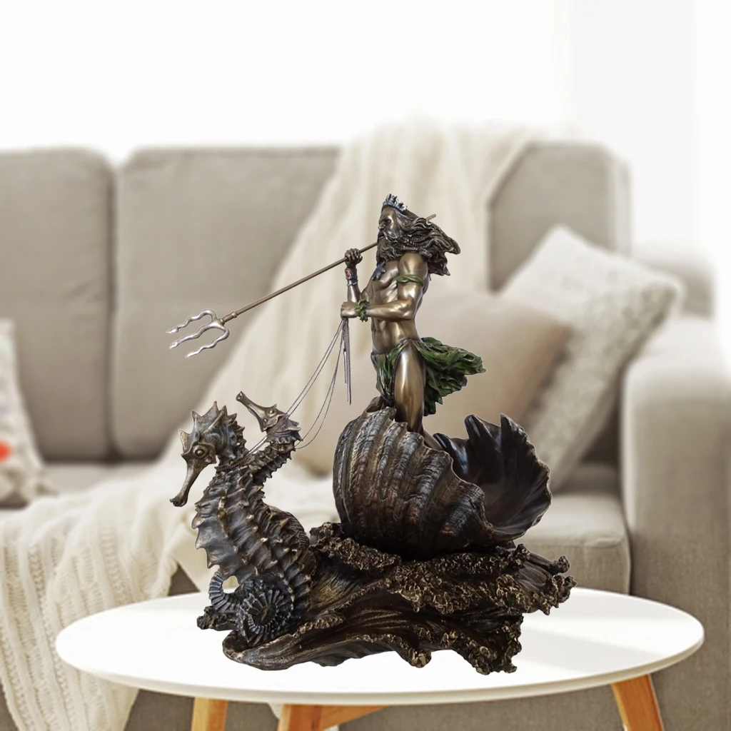 

Resin Art Greek God of the Sea Statue Poseidon Figurine Sculpture Home Decor