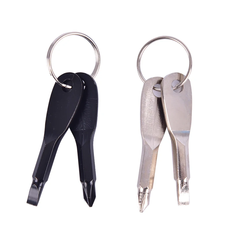 

Stainless Steel Mini EDC Multifunction Screwdriver Key Shape Slotted Screwdrivers Keychain Pocket Repair Tool 1 Set