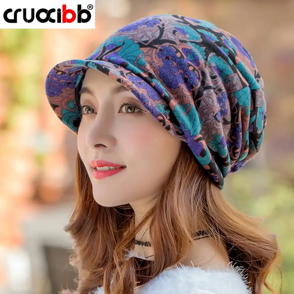CRUOXIBB женский цветочный газетчик берет таксиста зимняя шапка с козырьком хвостик