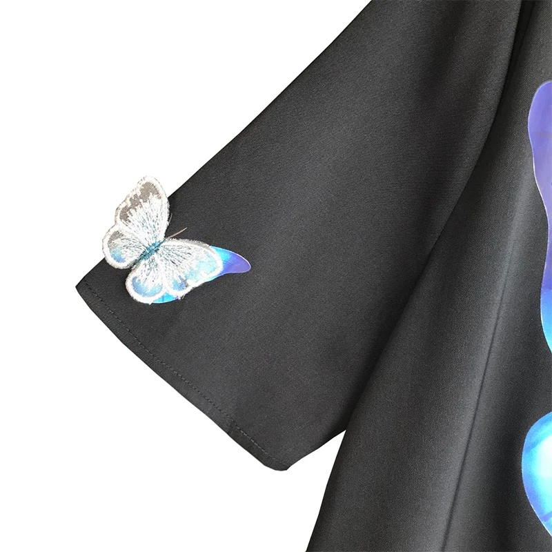 

Harajuku Style Women Shirt Tops Fashion Streetwear Summer Short Sleeve Butterfly Printed Blouse Women Shirt Women Clothing SL549