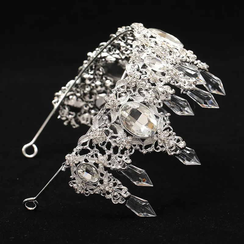 Свадебная тиара в стиле барокко простая корона принцессы стразы полукруглая