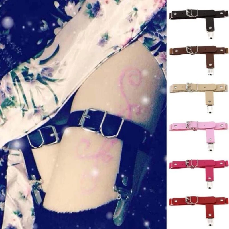 

Harajuku Punk Sexy Faux Leather Womens Adjustable Leg Garter Anti-Slip Harness Underwear High Waist Suspenders