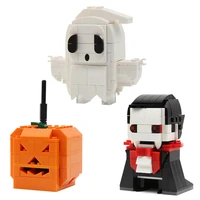 moc halloween theme festival pumpkin lights head figure ghosts building blocks set educational toys kids gifts