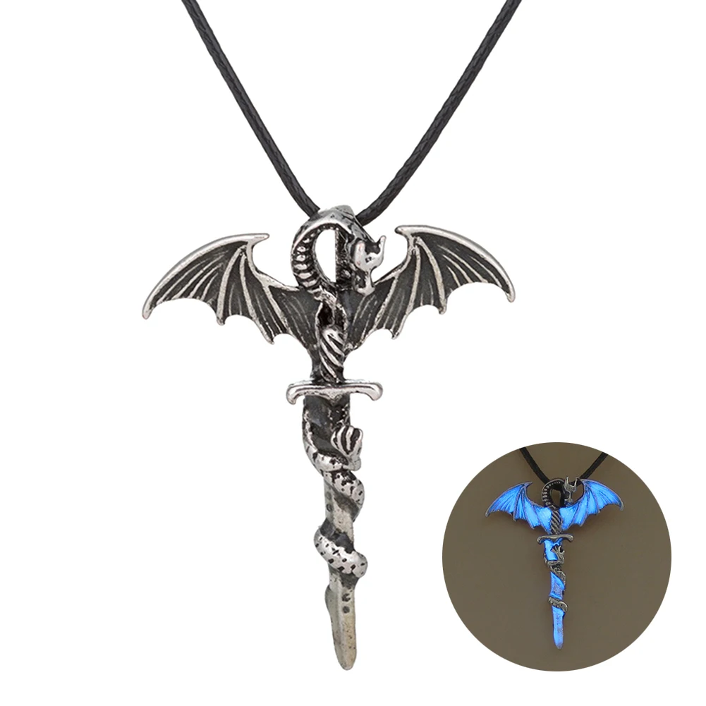 Dragon Cross Mode Gothic Ketting Mode Punk Lichtgevende Hangers Glow In The Dark Persoonlijkheid Ketting Sieraden Gift Dragon Cross Mode Gothic Ketting Mode Punk Lichtgevende Hangers Glow In The Dark Persoonlijkheid Ketting Sieraden Gift