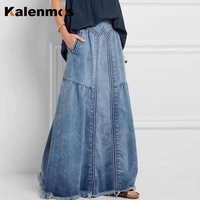 denim jeans women summer winter fall long skirt stretch vintage loose maxi club streetwear cotton sexy harajuku skirts plus size