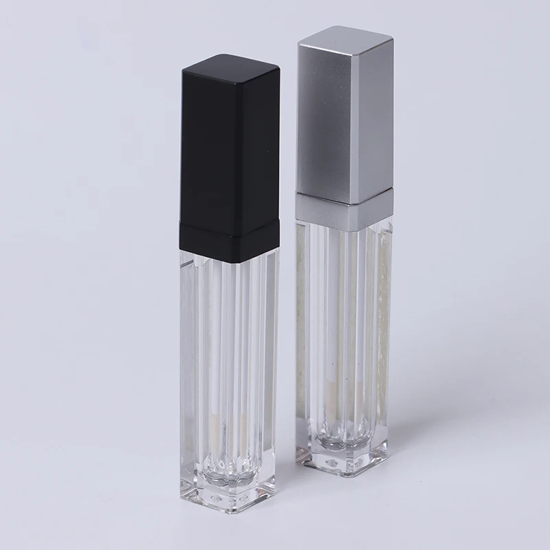 

7.5ml Empty Makeup DIY Lip gloss bottle Black/silver Square Lip Gloss Tube with LED Light mirror Labial glair bottle