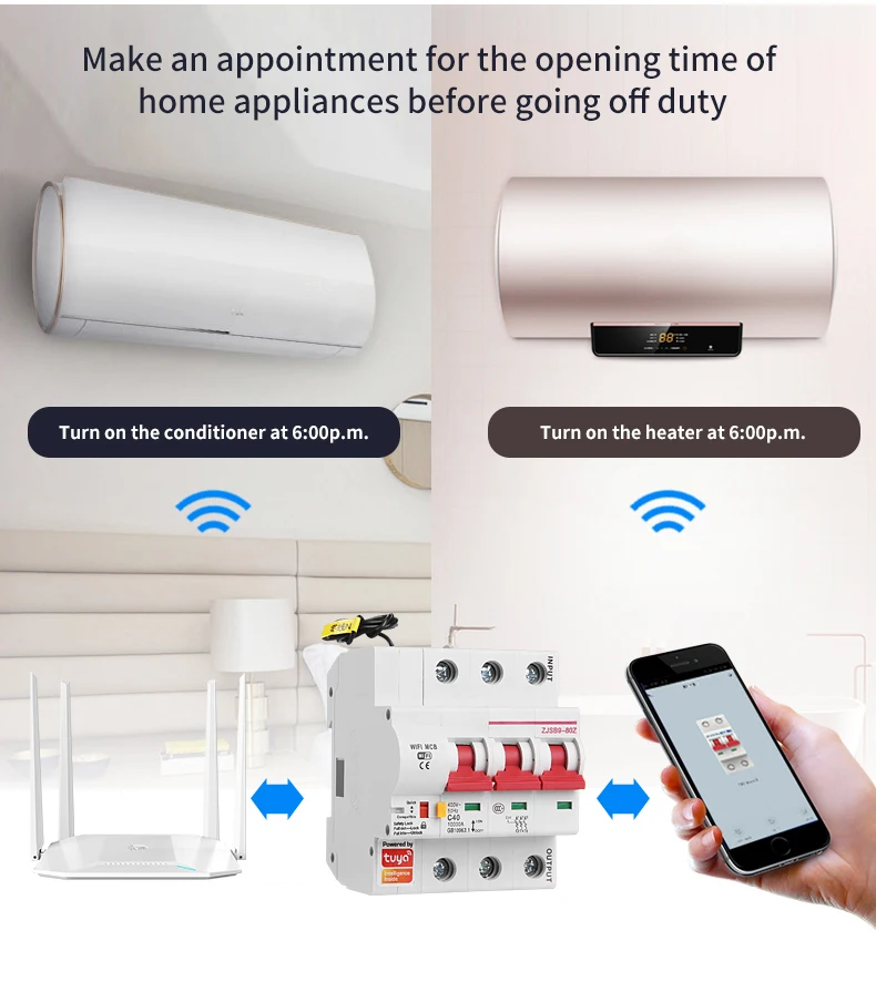 Автоматический выключатель Tuya умный автоматический с поддержкой Wi-Fi и функцией