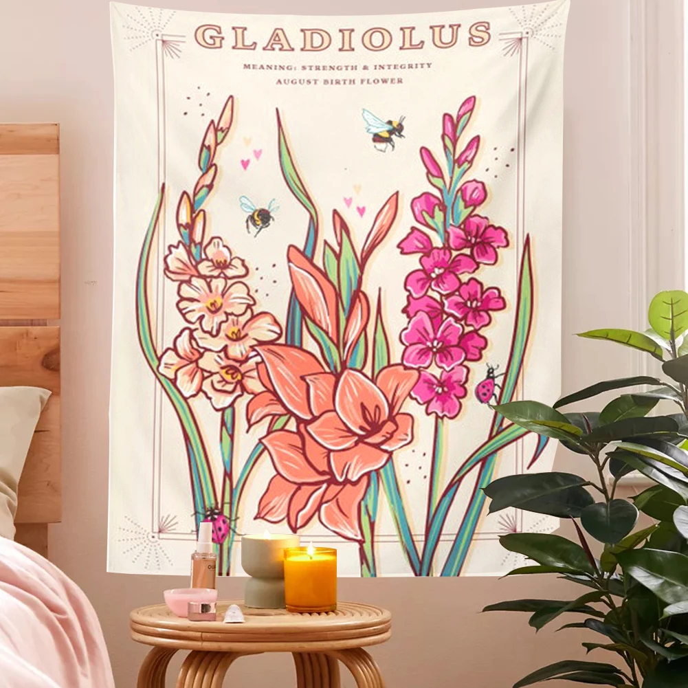 

Настенный гобелен с изображением родных цветов, богемный декоративный комнатный растительный клей в стиле хиппи, ковры с принтом в стиле хи...