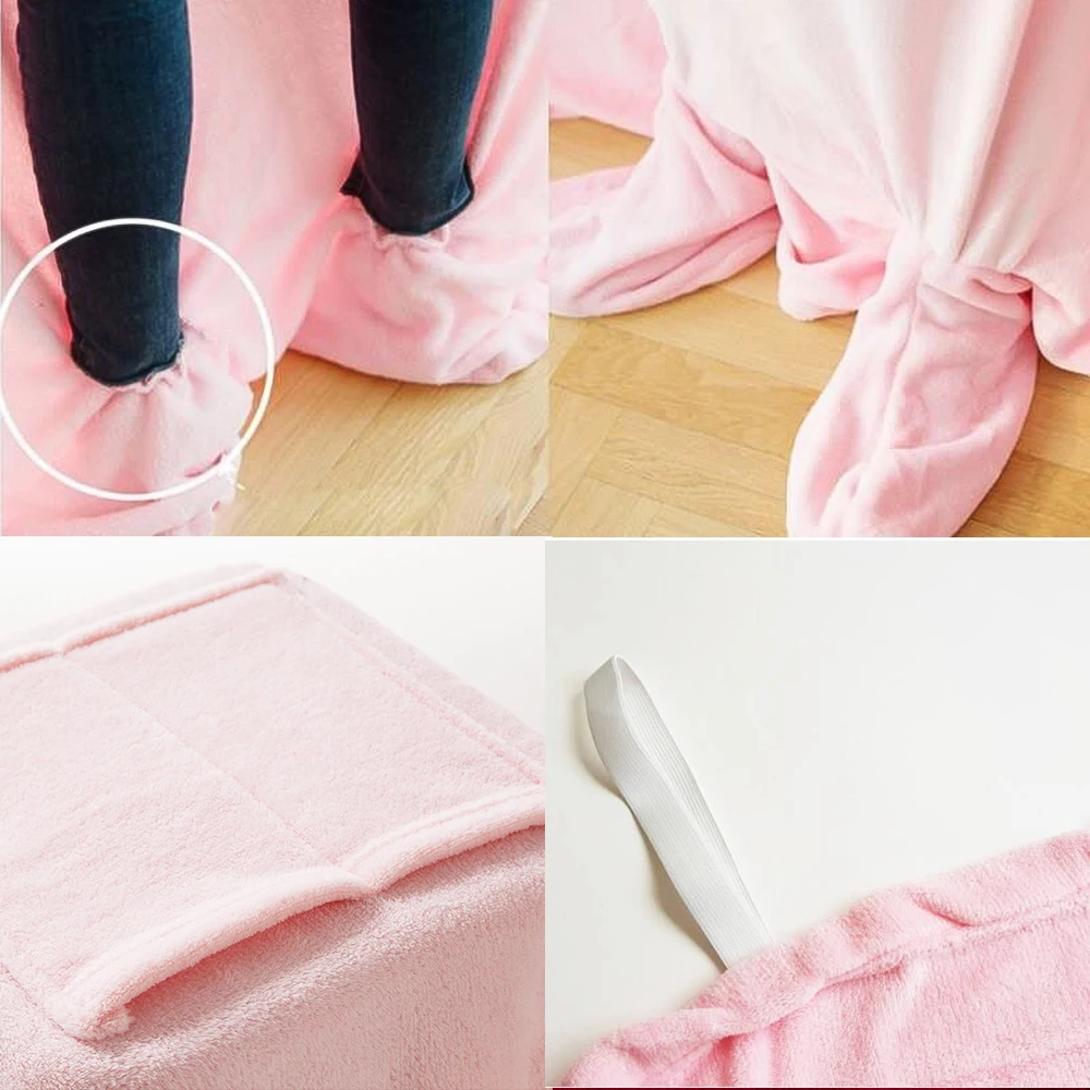 

Winter Sherpa Blanket Warm TV Blankets Adults Bathrobe Sofa Cozy Blanket Solid Plush Coral Fleece Blankets Outwears with Pocket