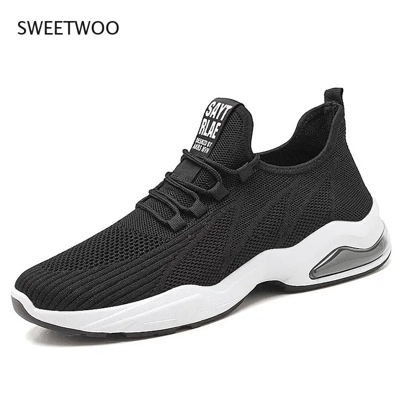 

Sneakers Thick Sports Shoes Casual Tide Soft Bottoming Shoes Comfortable Non-Slip Flying Woven Air Cushion Men's Shoes