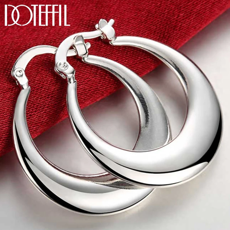 Большие серьги-кольца DOTEFFIL U-образной формы женские, ювелирные украшения для свадьбы и Помолвки из стерлингового серебра 925 пробы