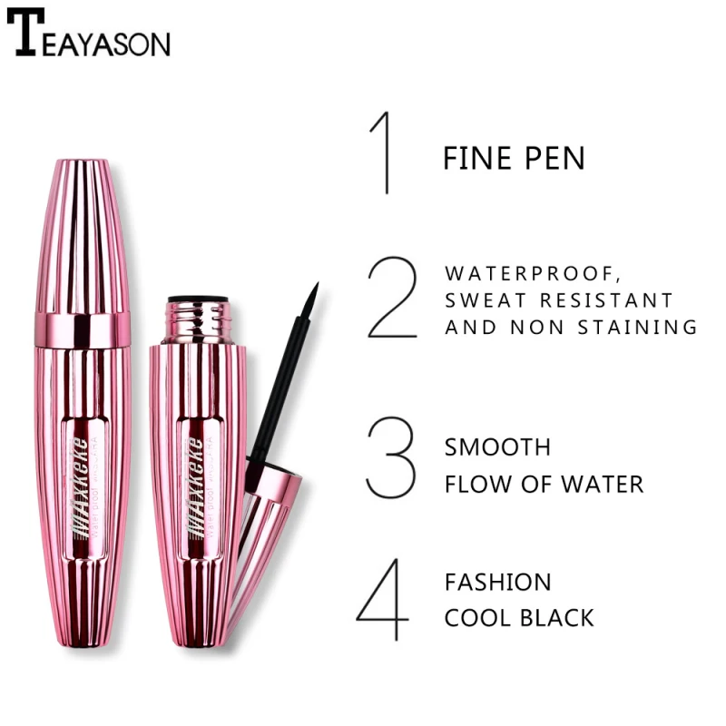 TEAYASON Hard Head Smooth Waterproof Non-Staining Eyeliner Liquid Lasting Pure Black TSLM1 |