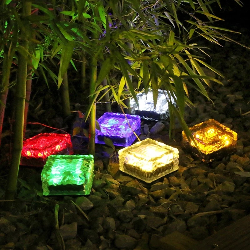 

Outdoor Decoration Solar Lawn Garden Lights Decorative Brick Ice Cube LED Light Pathway Driveway Lanscape Backyard Patio Light