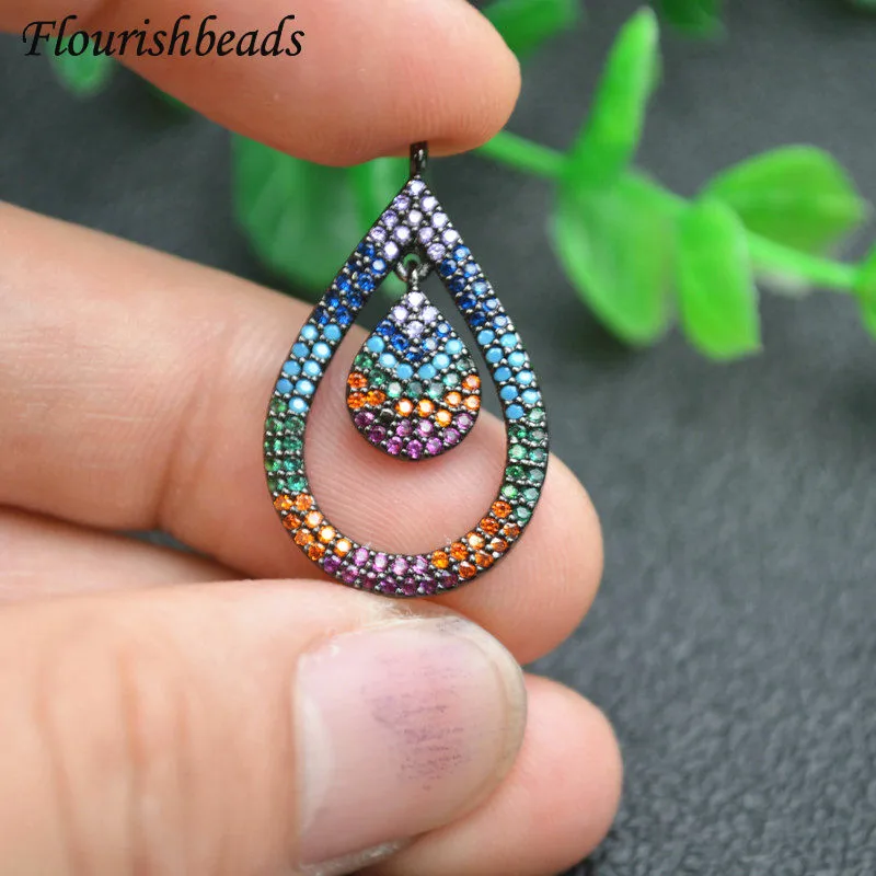 

Multi-purpose Water Drop Shape Pave Colorful CZ Zircon Beads Pendant Ear Drop DIY Parts Fit Necklace Earrings Jewelry Makings