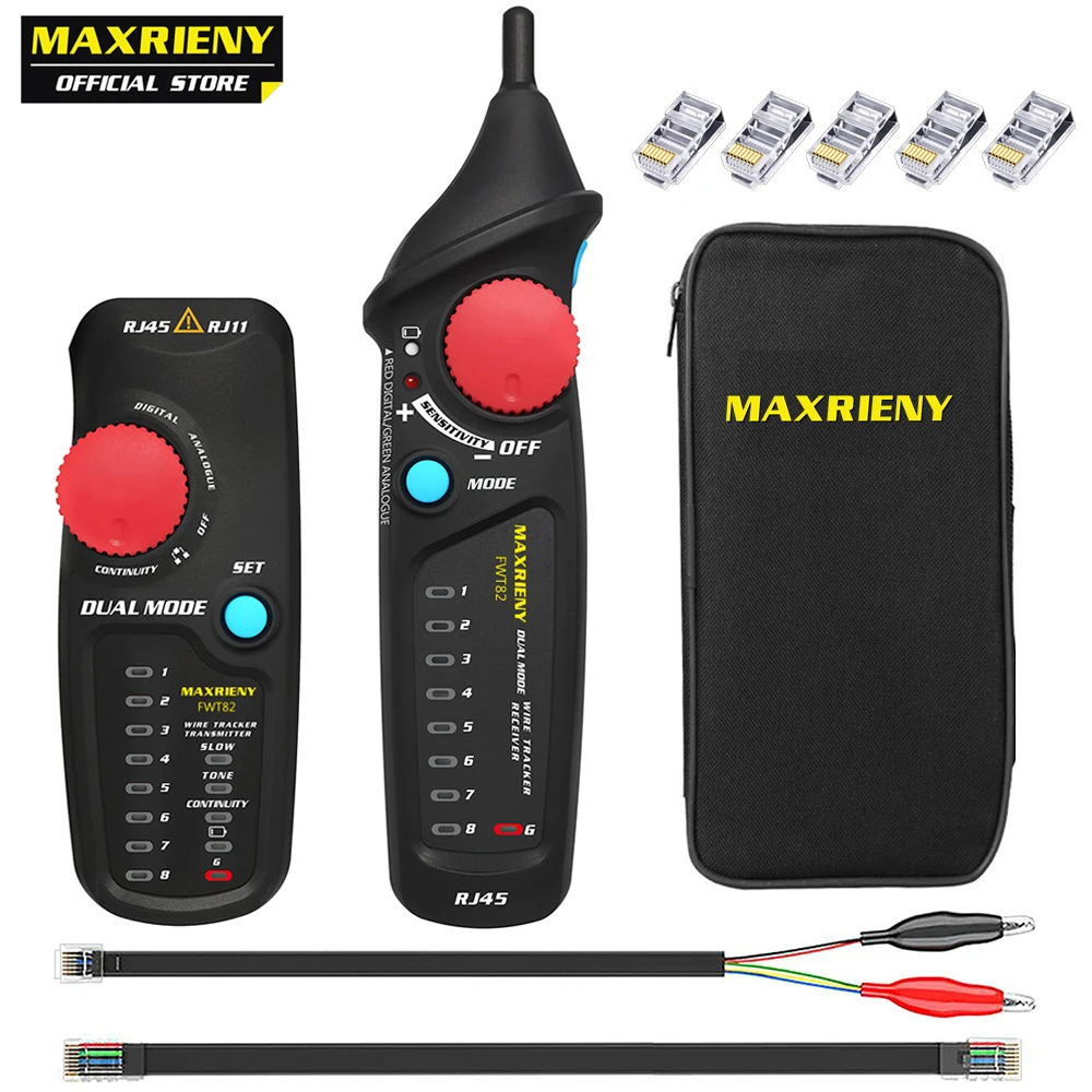 Сетевой кабельный трекер MAXRIENY FWT82 тестер с двухрежимным тонером для проводов RJ45
