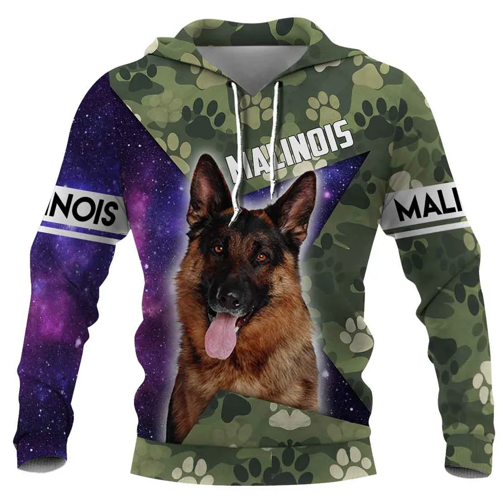 

CLOOCL Malinois Print Hoodies Starry Sky Camo 3D Design Men Clothing Unisex Pullover Tops Women Harajuku Hoodie