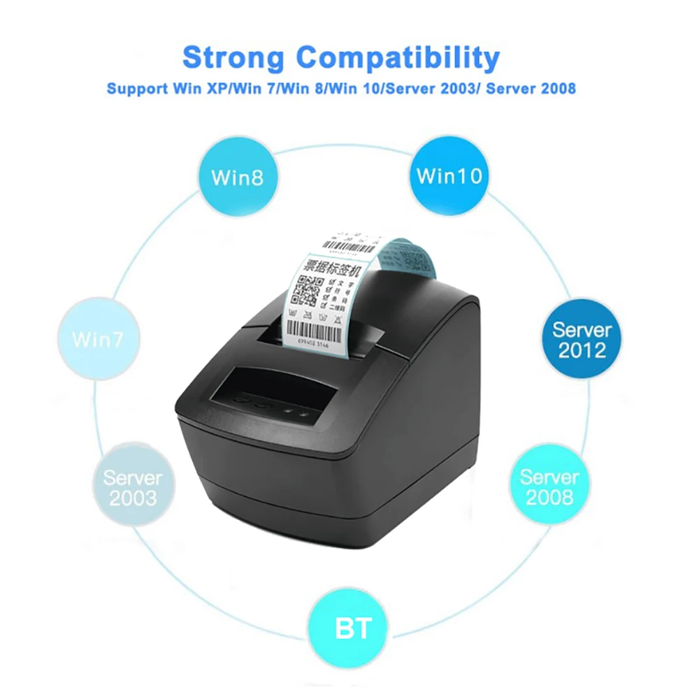 

25mm to 60mm Thermal Label Barcode Printer Receipt or Label Automatic Stripping
