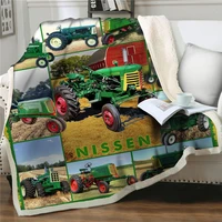 sofa throw blankets bed quilts cover cartoon farm tractor super soft warm sherpa fleece plush bedspread blankets for child adult
