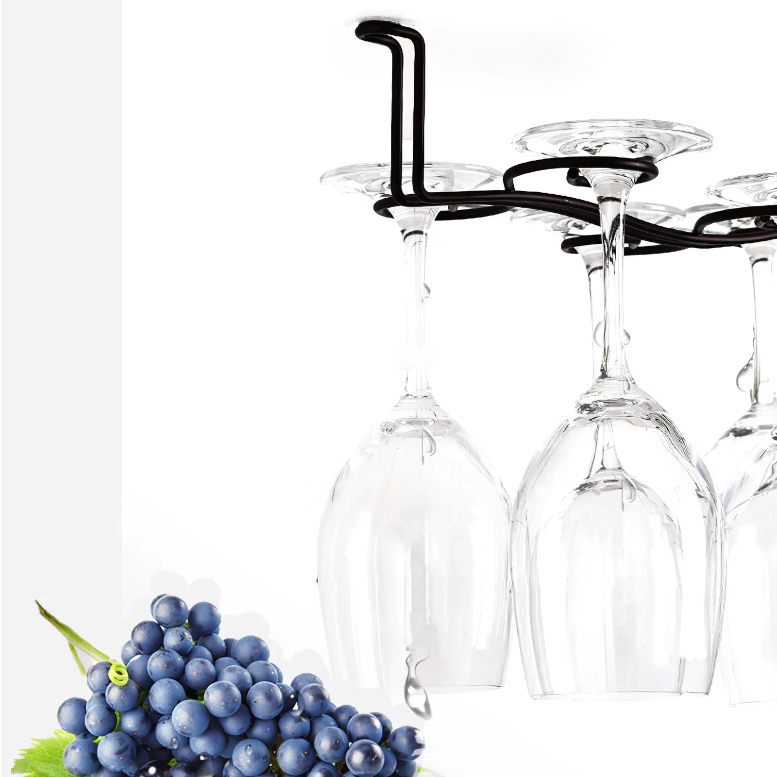 

Creative upside down wine glass holder iron goblet rack European style hanging household liquor shelf Hanging Six-glass Shelf