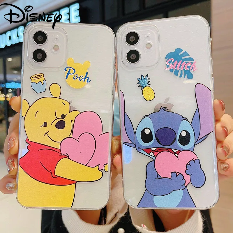 

Disney Stitch Pooh phone case for iPhone11/11pro/11promax/7/8p/xs/xsmax/se/xr/12promax/12mini cartoon cute couple phone cover