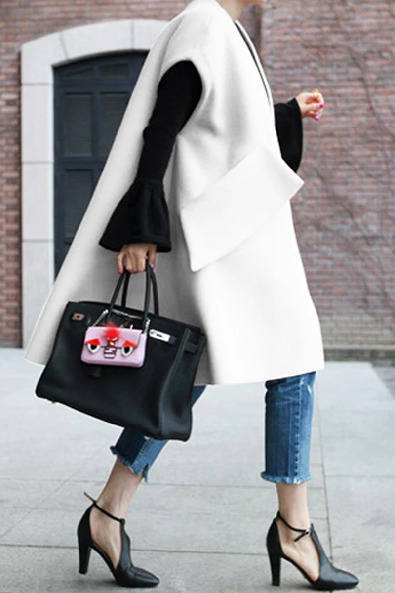 2019 зимнее новое шерстяное пальто без рукавов большой карман сумка для ветровки