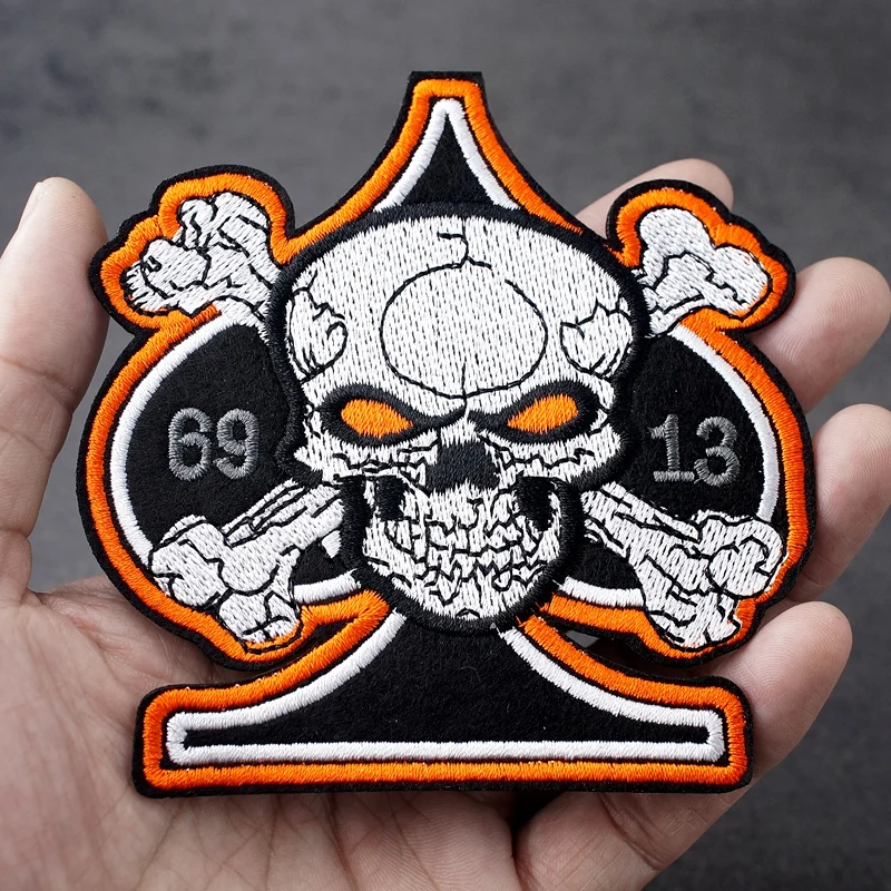 Размер черепа: 9 7x10 см нашивка сделай сам значок с вышивкой милый хиппи наклейки