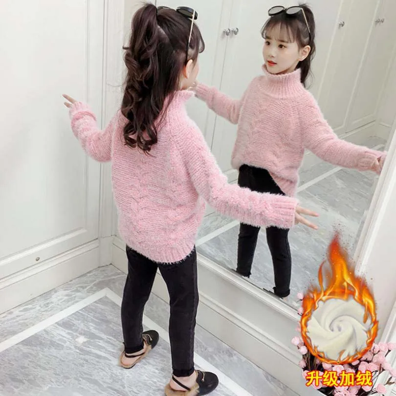 Одежда для девочек Детская осенняя теплая куртка Детский Зимний вязаный