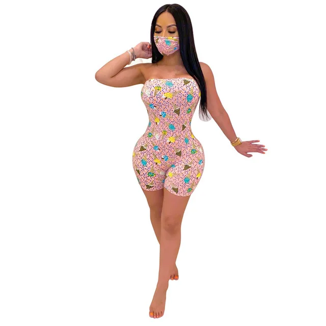 

Dropshipping Summer Colorful Printed Bodycon Women Sleeveless Strapless Bandage Party Dress Ladies Club Dresses Sundresses