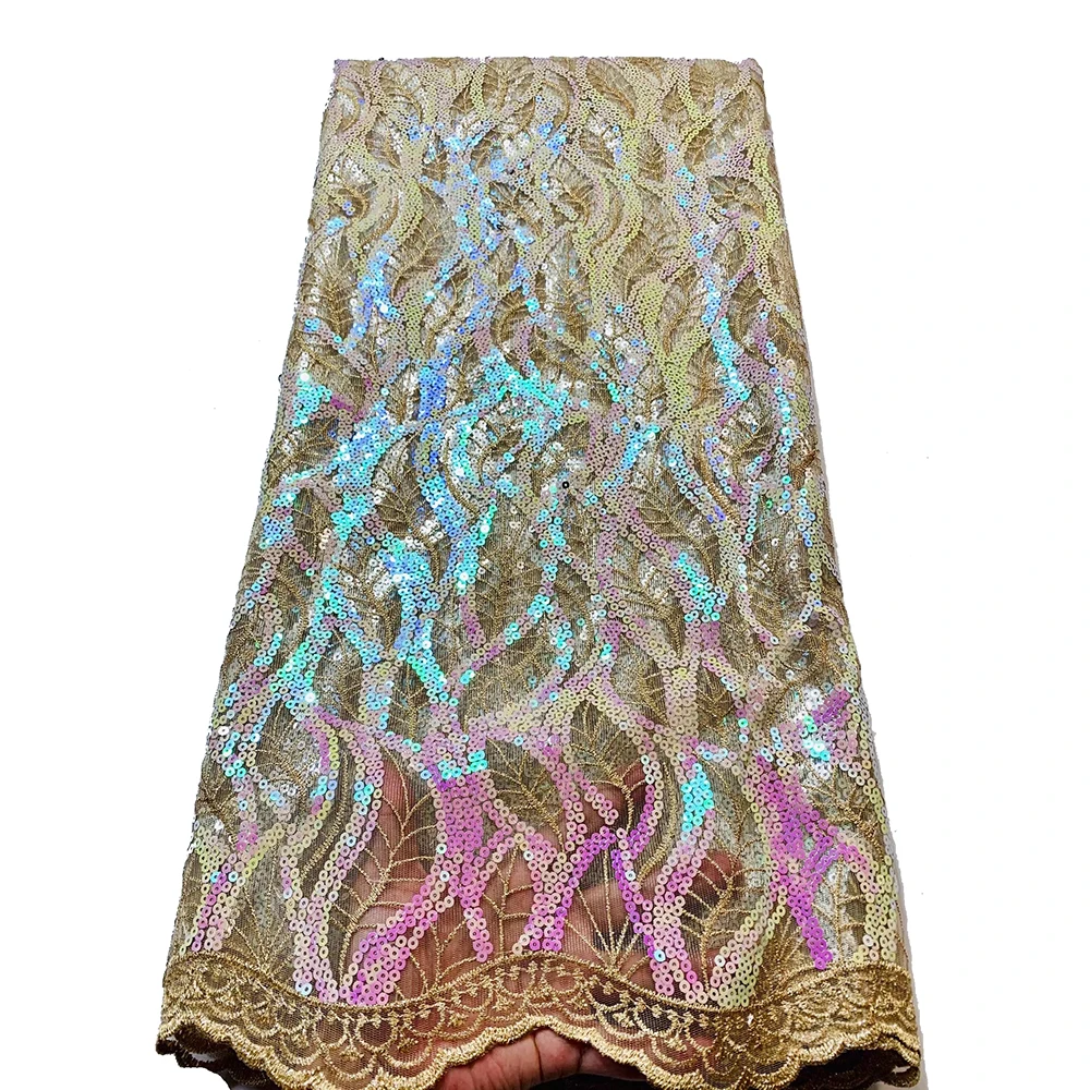 

Sinya Hot Sale Sequence African Lace Fabric 2022 High Quality French Mesh Embroidery Sequins Tulle Sewing Dress Materials