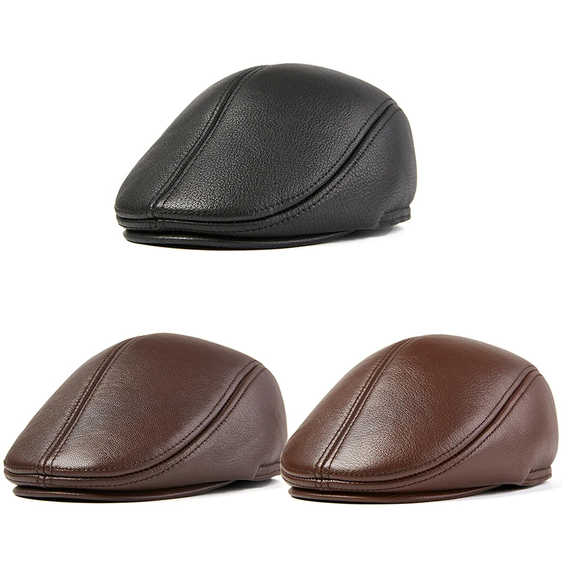 Новый папа шляпа Роскошная овчина зимняя шапка для мужчин козырьки джентльмен