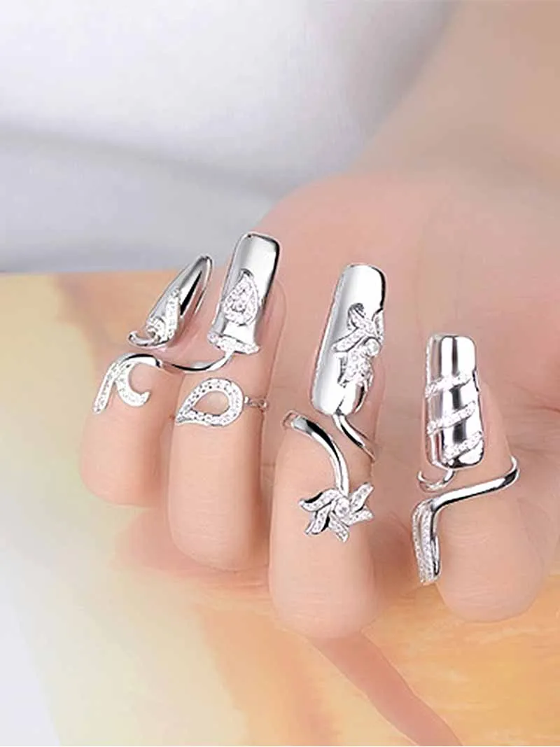 Корейский стиль модное кольцо для ногтей очаровательные Кристальные цветы