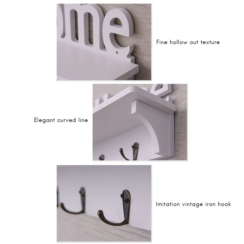 Storage Rack Sweet Home Wall Mounted Creative Hanger Shelf for Coat Hat Clothes Key Living Room Kitchen Bedroom #20 | Дом и сад