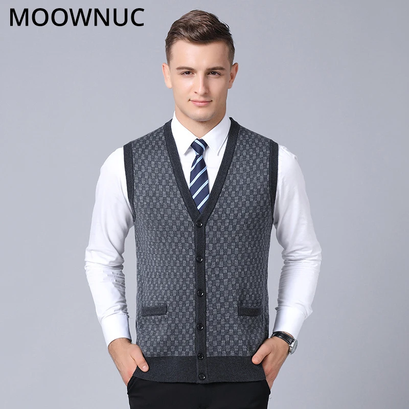 Мужской свитер без рукавов повседневный деловой жилет с v образным вырезом