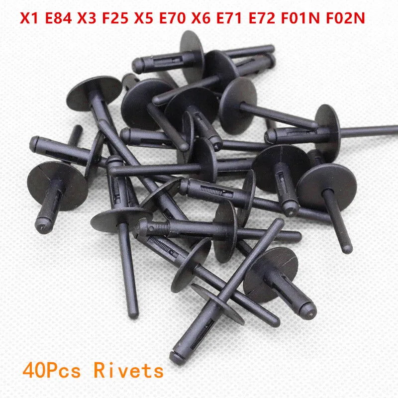 

40x Car Rivets Fits Bumper Door Sill Fender Liner Wheel Well Rocker For BMW For 7 Series F01N F02N Air Ducts / Front Trim Panel
