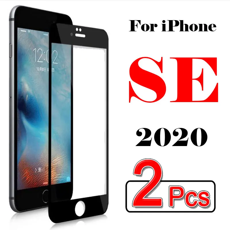 Закаленное стекло с полным покрытием для iPhone 11 Pro Max 6 6s 7 8 Plus 2 шт. защитная пленка