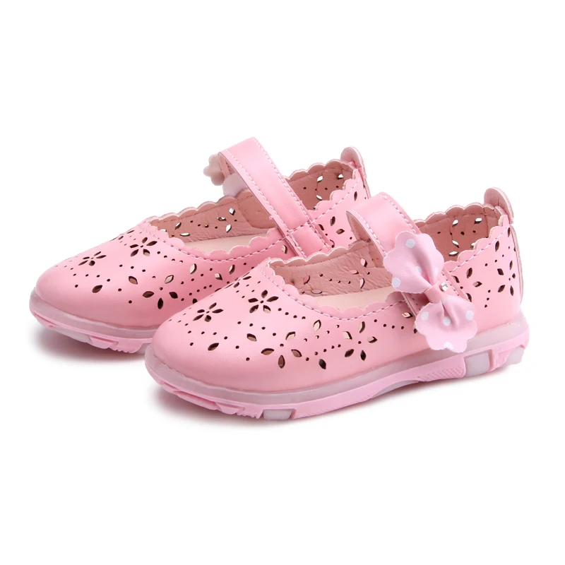 

Hot Sale Summer Baby Girl Sandals Bowtie Children Shoes Synthetic PU Leather Small Kids Sandals Princess Girls Shoe LED Light