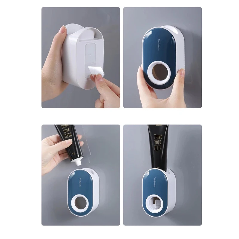 

Automatic Toothpaste Dispenser Wall Mount Dust-proof Toothbrush Holder Wall Mount Storage Rack Bathroom Accessories Set Squeezer