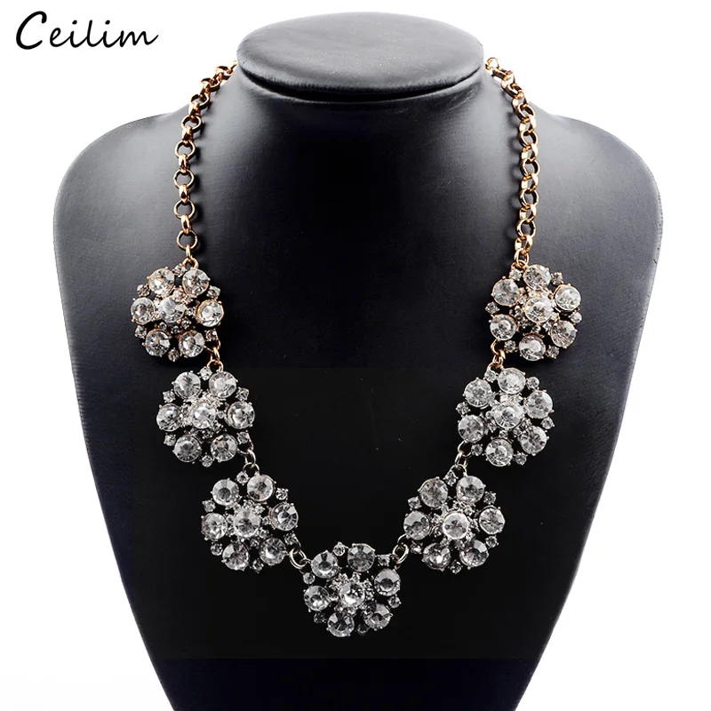 Женское Ожерелье с кристаллами винтажное ожерелье цветами свадебные украшения