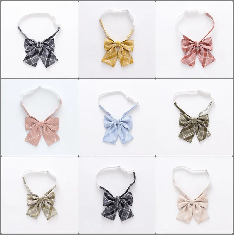 

Japanese Jk High School Girls Students Bow Tie Striped Solid Uniform Collar Butterfly Cravat Preppy Chic Free Of Tying A Knot