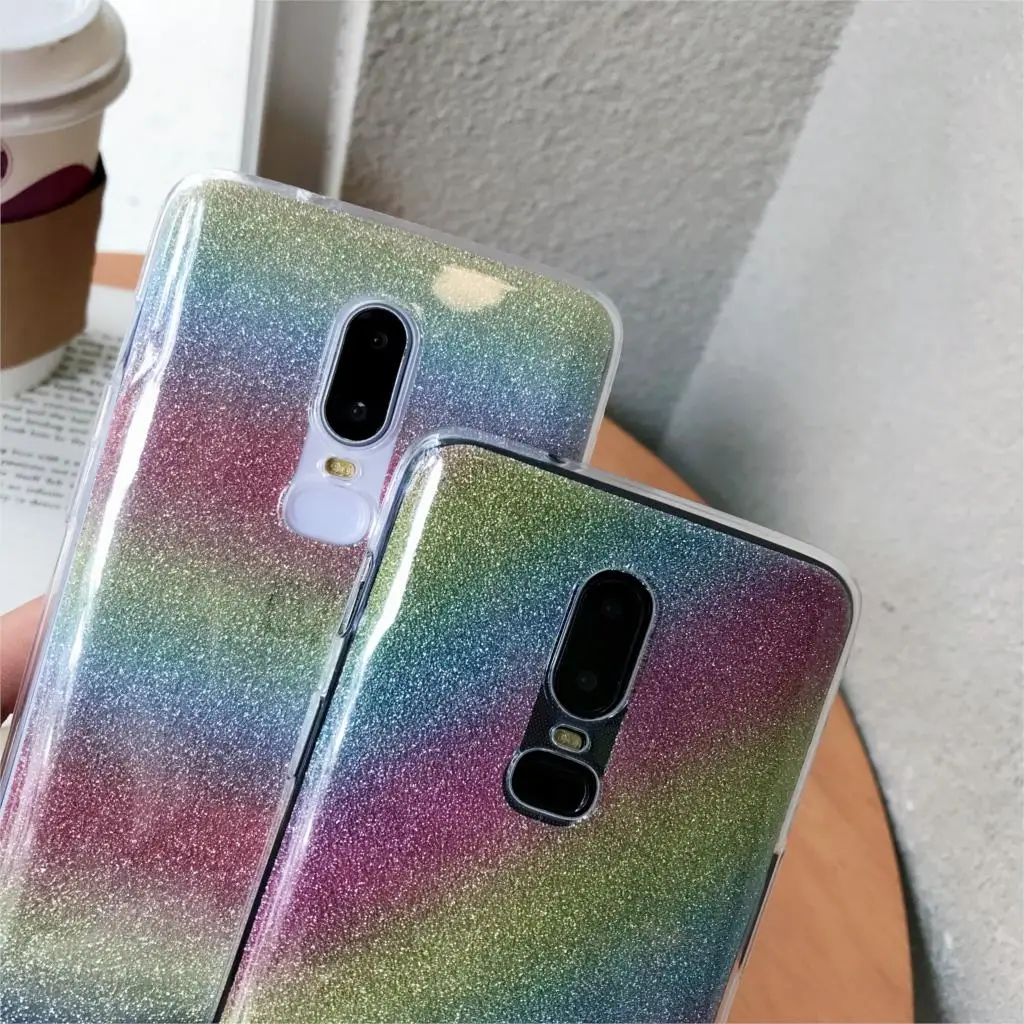 Градиентный чехол с блестками для OnePlus 6 6T 5T 7 Meizu S6 M3 M5 M8 X8 Note M5S M6T U10 U20