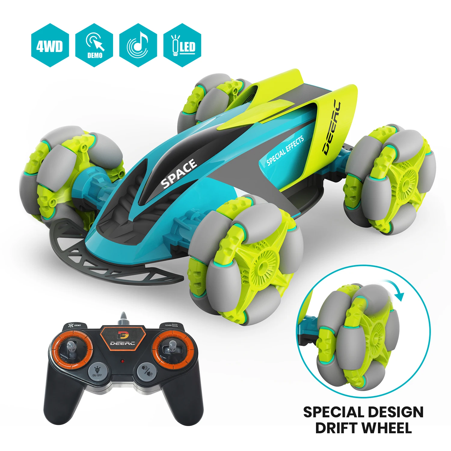 

Remote Control Car for Kids - Music Light Up RC Car Double Sided Fast Off-Road Stunt RC Toy Car, 360 Flips and Spins, All Terrai