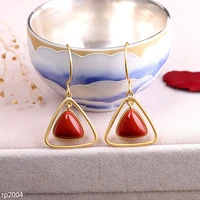 kjjeaxcmy boutique jewelry s925 silver clothing accessories jewelry south red agate female earring triangle new