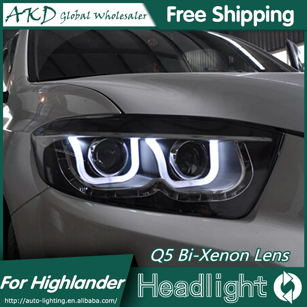 AKD автомобильный стайлинг для фары Toyota High lander 2009 2011 светодиодный DRL биксеноновый