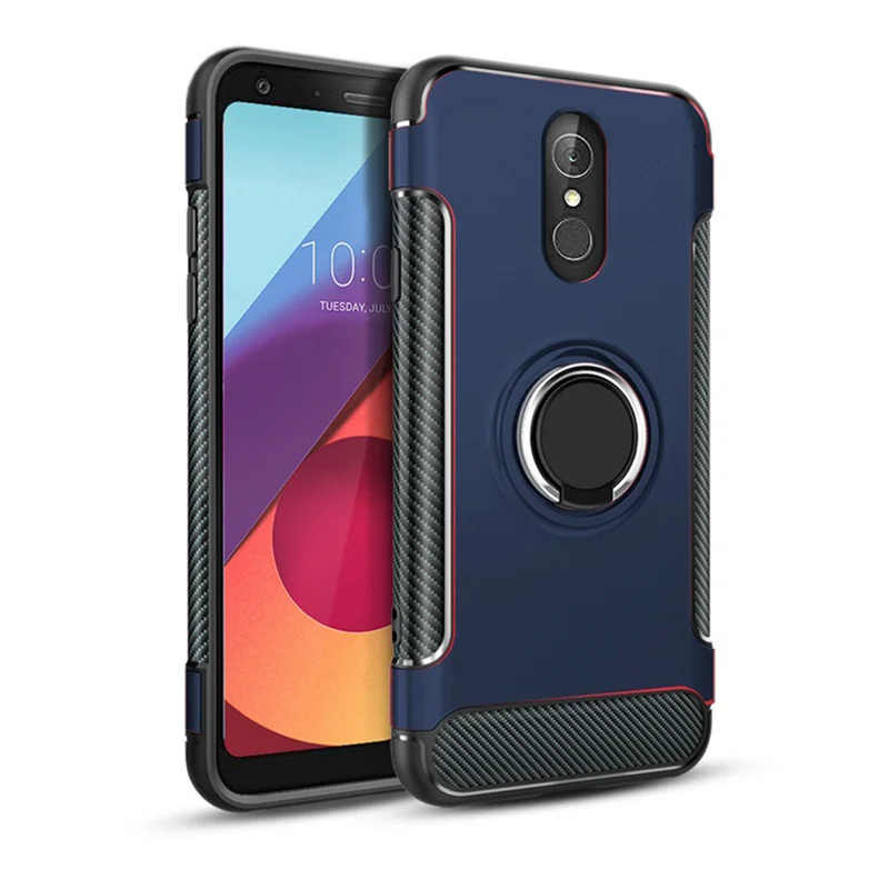 Q8 корпус для LG Q7 армированный чехол-накладка полная защита кольцо магнетизм держатель телефона задняя оболочка СПС LG Q8 Q 7 8 ThinQ Coque Funda