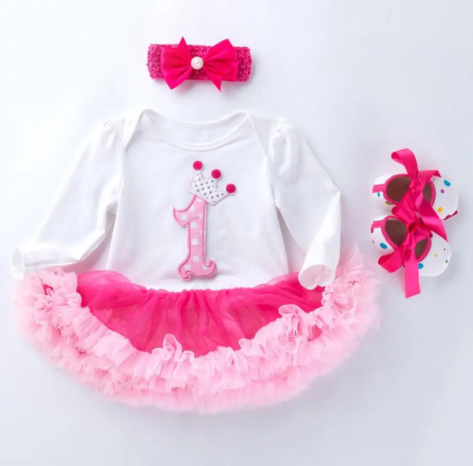 Белый Комплект из 3 предметов, платье-пачка для девочек 1-2 лет на день рождения, нарядное платье-пачка для маленьких девочек, наряд для младенцев, повязка на голову для детей 0-24 месяцев - Цвет: Белый