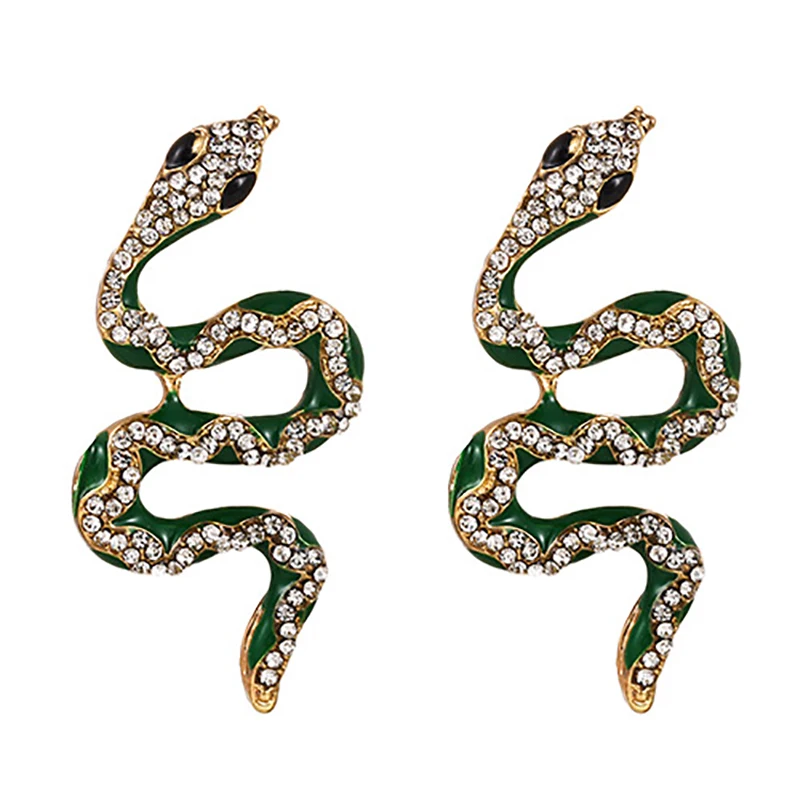 

ZHINI New Arrival Statement Long Snake Earrings for Women Ethnic Gothic Zircon Cytsal Dangle Earring Party Jewelry 2021 brincos