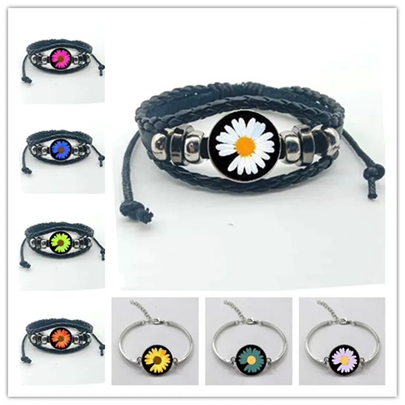 Модный новый маленький свежий браслет с ромашками и цветами хна из стекла