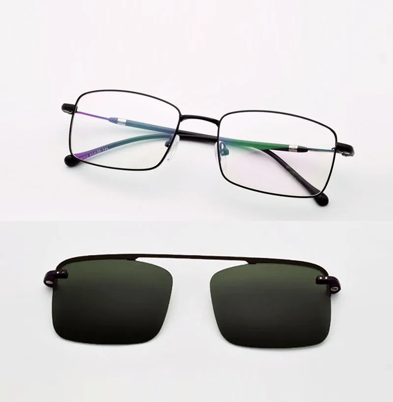 Мужские очки с тонкой оправой квадратные золотистые магниты поляризационные